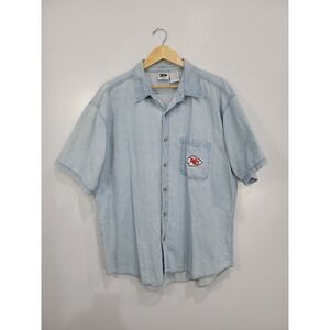 Vintage 1998 Kansas City‎ Chiefs The Edge Denim Shirt Mens XL Chambray NFL